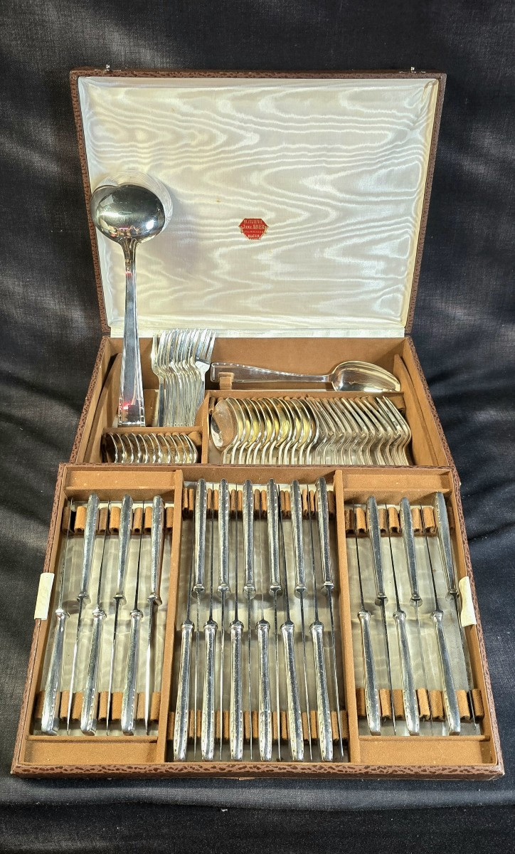 Antique Soh Silver-plated Household Set With Box - Art Deco Decor