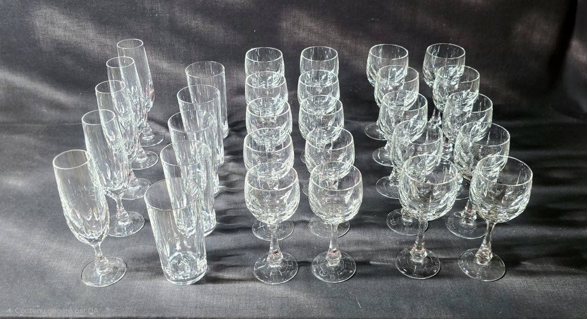 Service de verres en cristal taillé Maison Klein Baccarat France – 30 pièces-photo-2