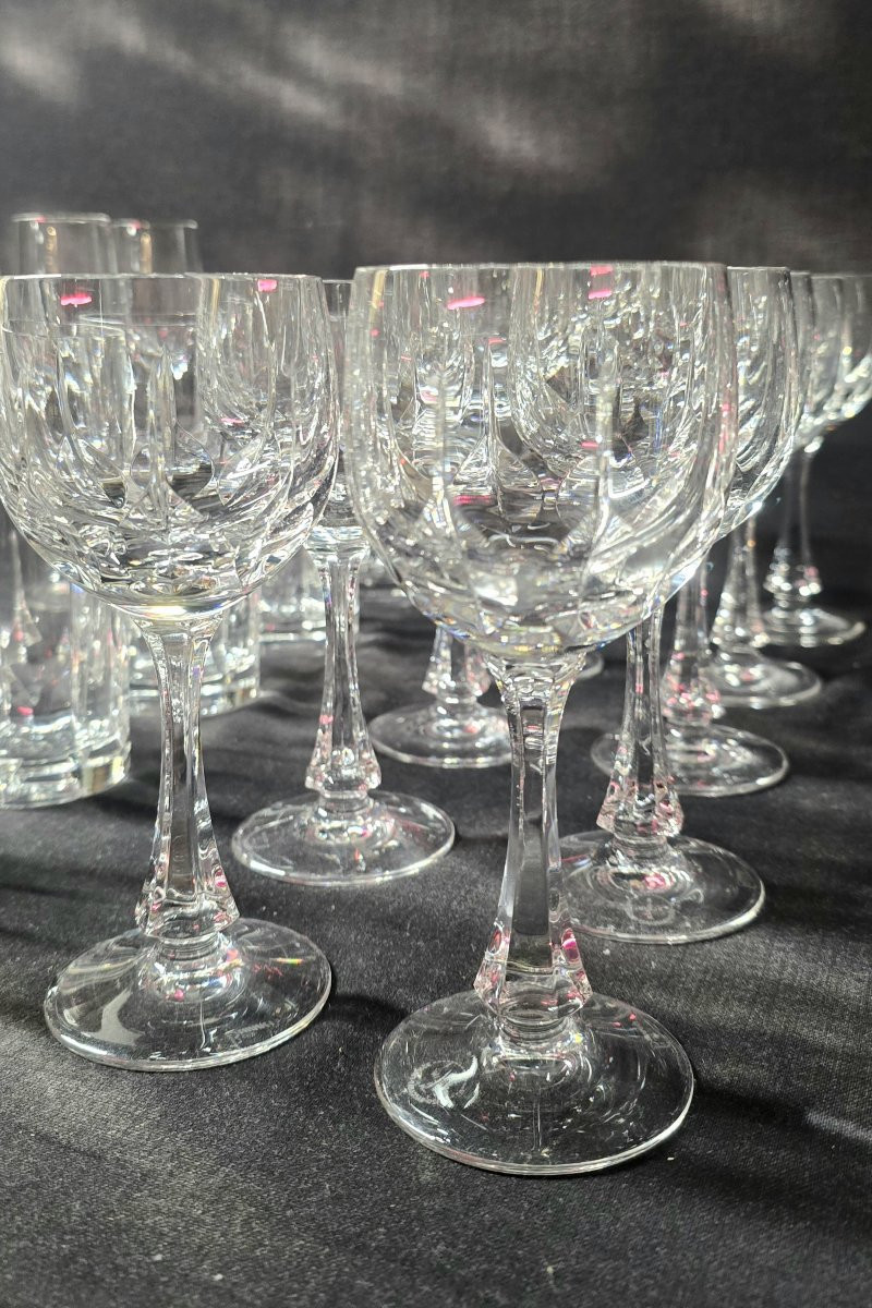 Service de verres en cristal taillé Maison Klein Baccarat France – 30 pièces-photo-4