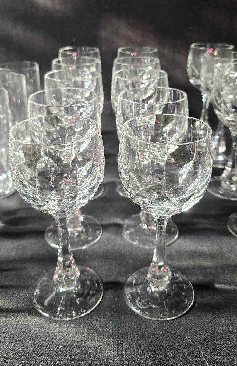 Service de verres en cristal taillé Maison Klein Baccarat France – 30 pièces-photo-2