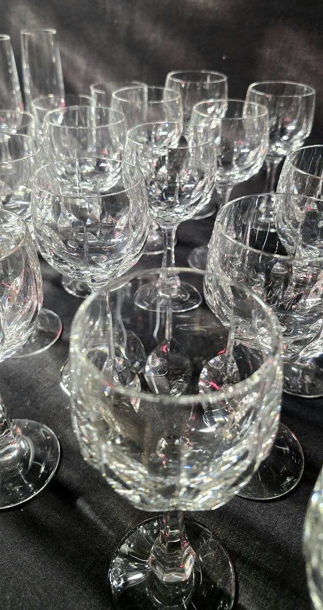 Service de verres en cristal taillé Maison Klein Baccarat France – 30 pièces-photo-3