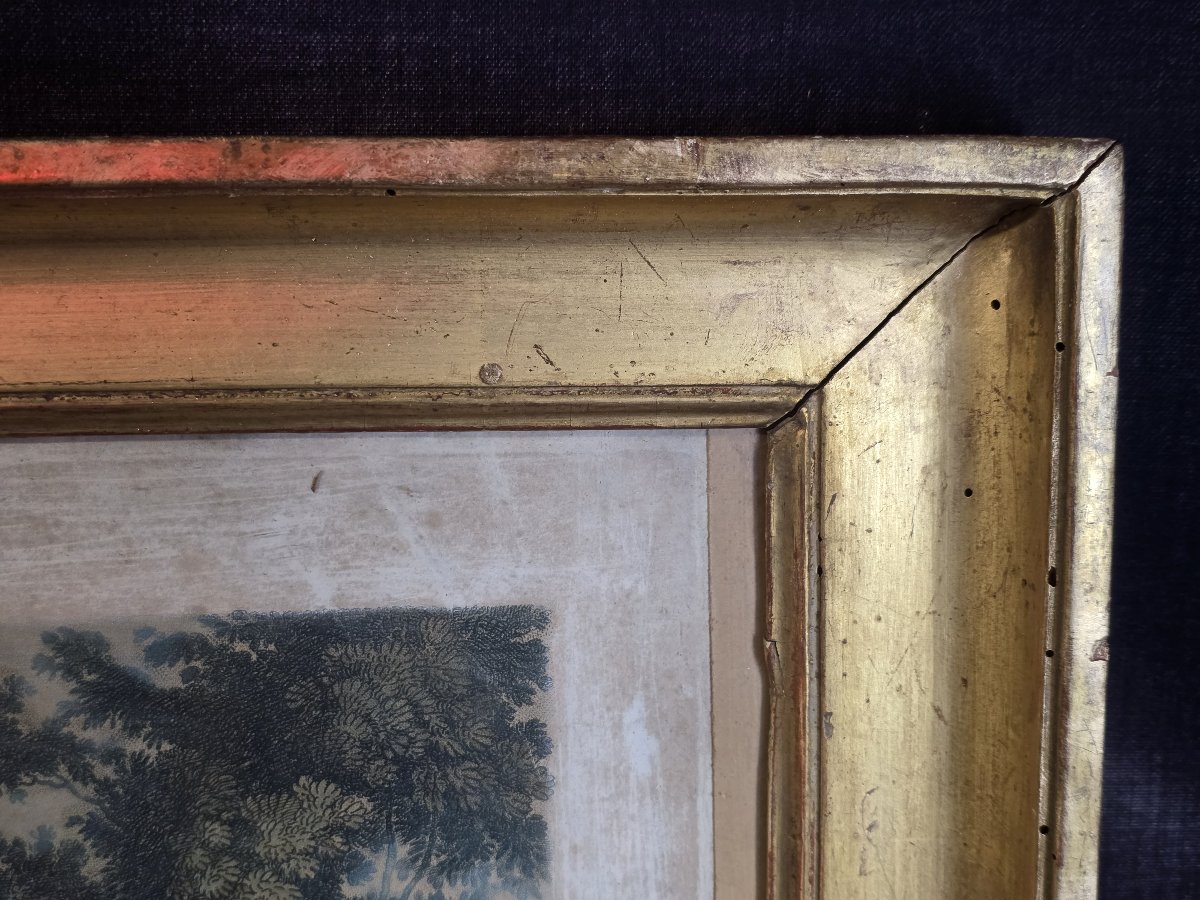 18th-century Engraving, Circa 1770, William Tell, Antique Gilded Frame With Keys, 66 × 52 Cm-photo-4