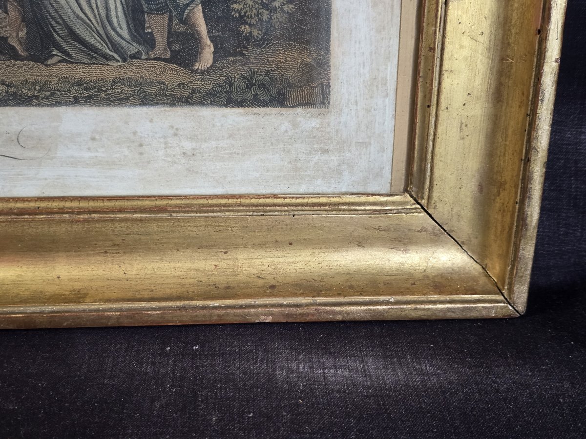18th-century Engraving, Circa 1770, William Tell, Antique Gilded Frame With Keys, 66 × 52 Cm-photo-5