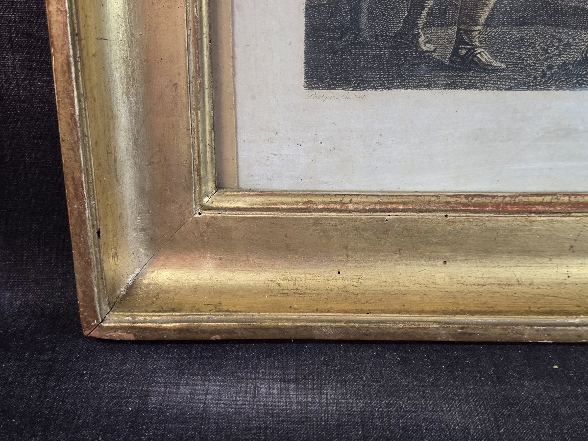 18th-century Engraving, Circa 1770, William Tell, Antique Gilded Frame With Keys, 66 × 52 Cm-photo-6
