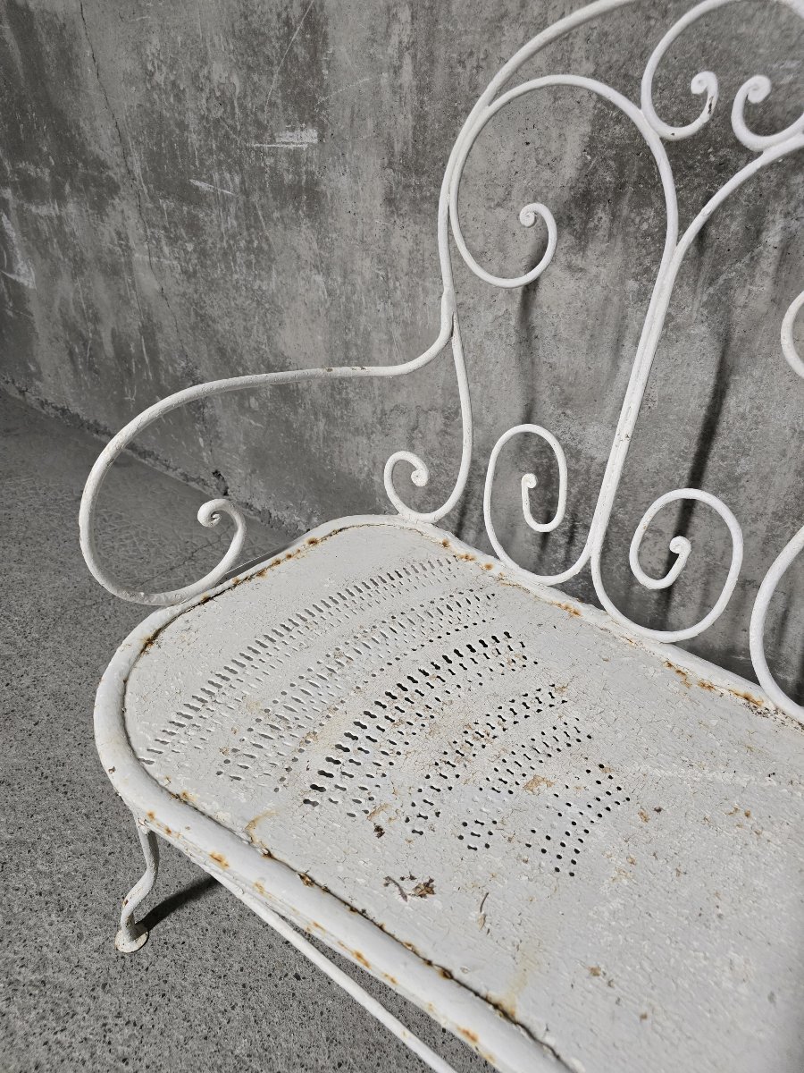 Salon de jardin ancien en fer forgé, début du XXe siècle-photo-4