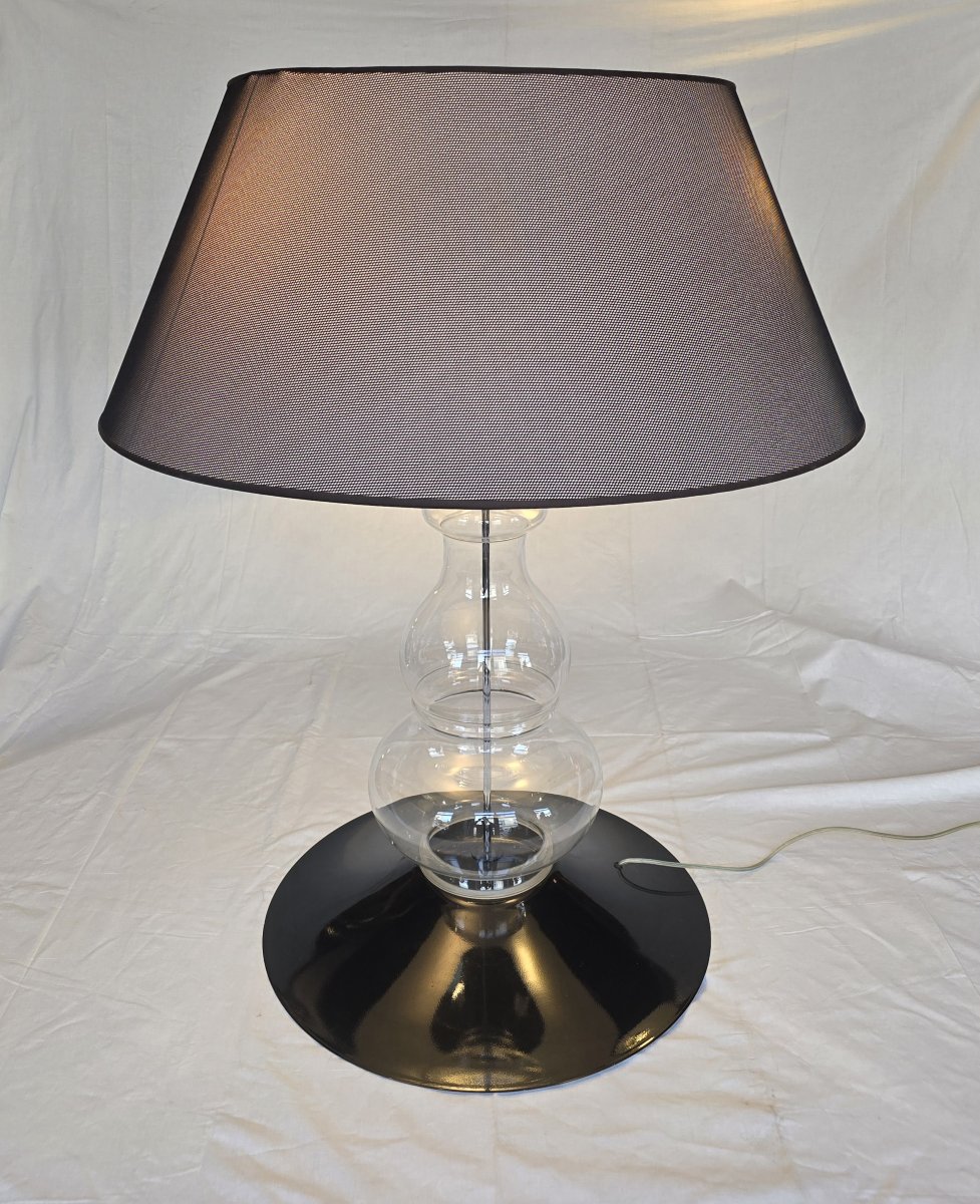Large Italamp Brio 8009/pt Table Lamp In Metal And Glass – H 101 Cm