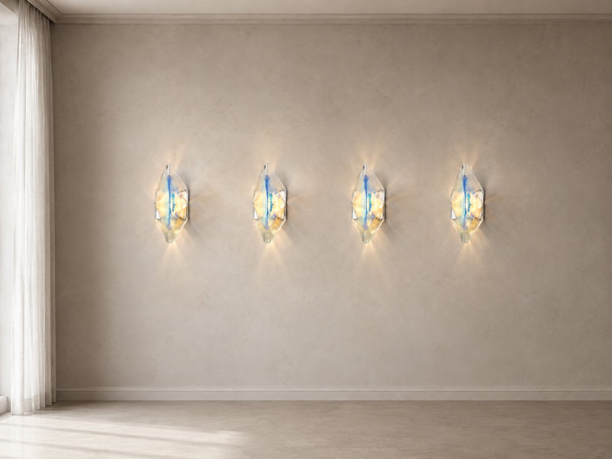 Carlo Nason pour A.V. Mazzega (attribué), ensemble de 4 appliques en verre Murano, 1960/70-photo-2