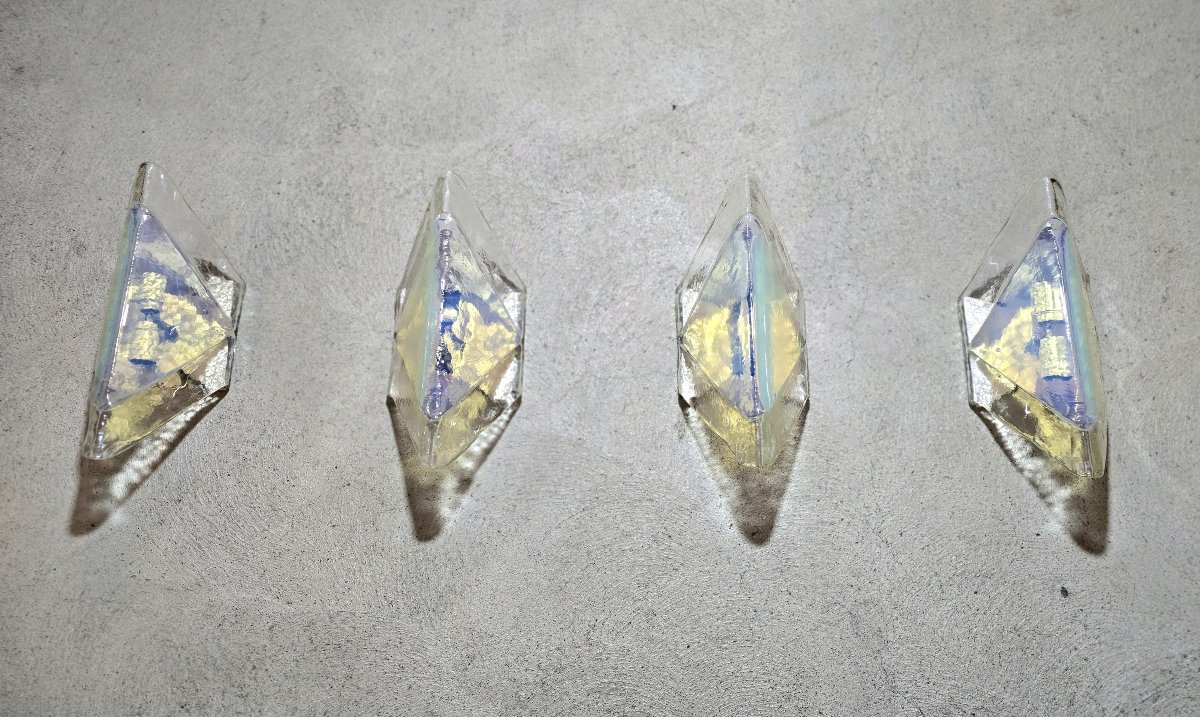 Carlo Nason pour A.V. Mazzega (attribué), ensemble de 4 appliques en verre Murano, 1960/70-photo-3
