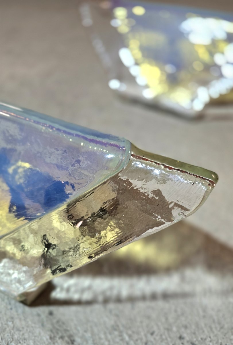 Carlo Nason pour A.V. Mazzega (attribué), ensemble de 4 appliques en verre Murano, 1960/70-photo-4