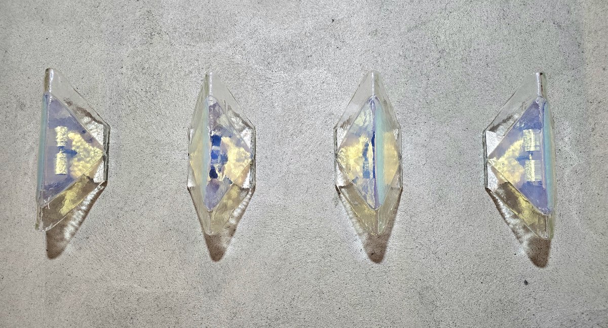 Carlo Nason pour A.V. Mazzega (attribué), ensemble de 4 appliques en verre Murano, 1960/70
