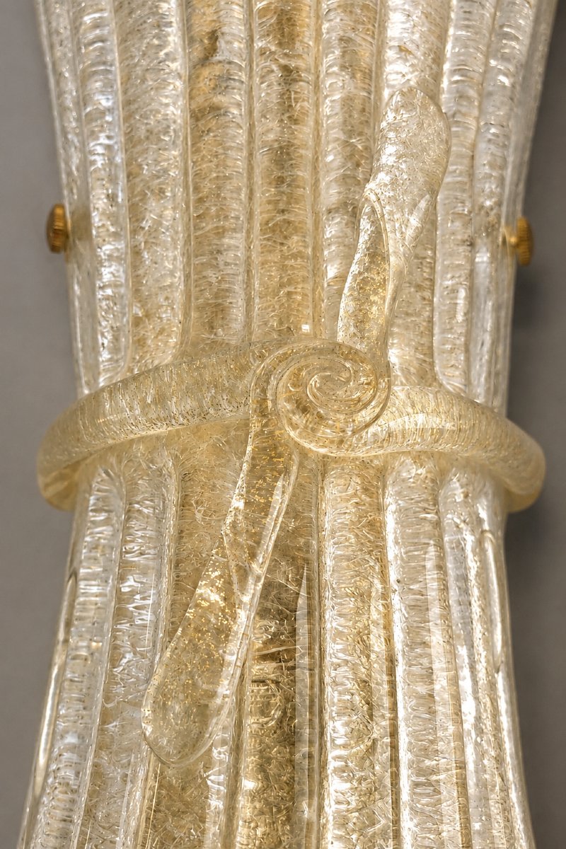 Suite de 4  appliques (grand modèle) ITALAMP 27/APG – verre Graniglia décor or – Italie - 1980-photo-3