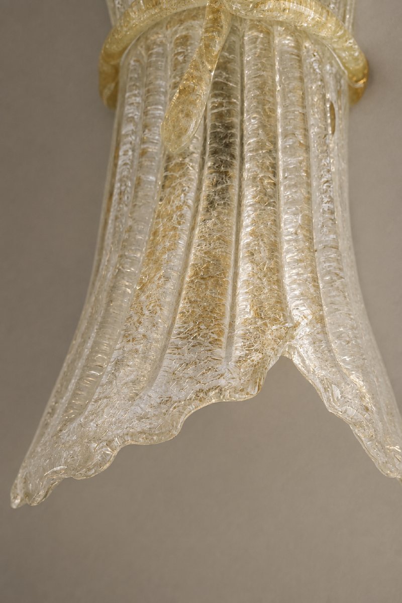 Suite de 4  appliques (grand modèle) ITALAMP 27/APG – verre Graniglia décor or – Italie - 1980-photo-4