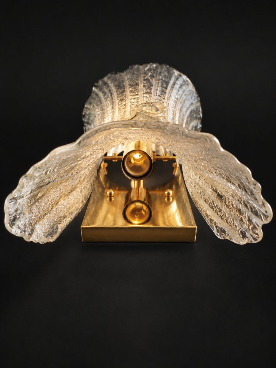 Suite de 4  appliques (grand modèle) ITALAMP 27/APG – verre Graniglia décor or – Italie - 1980-photo-3