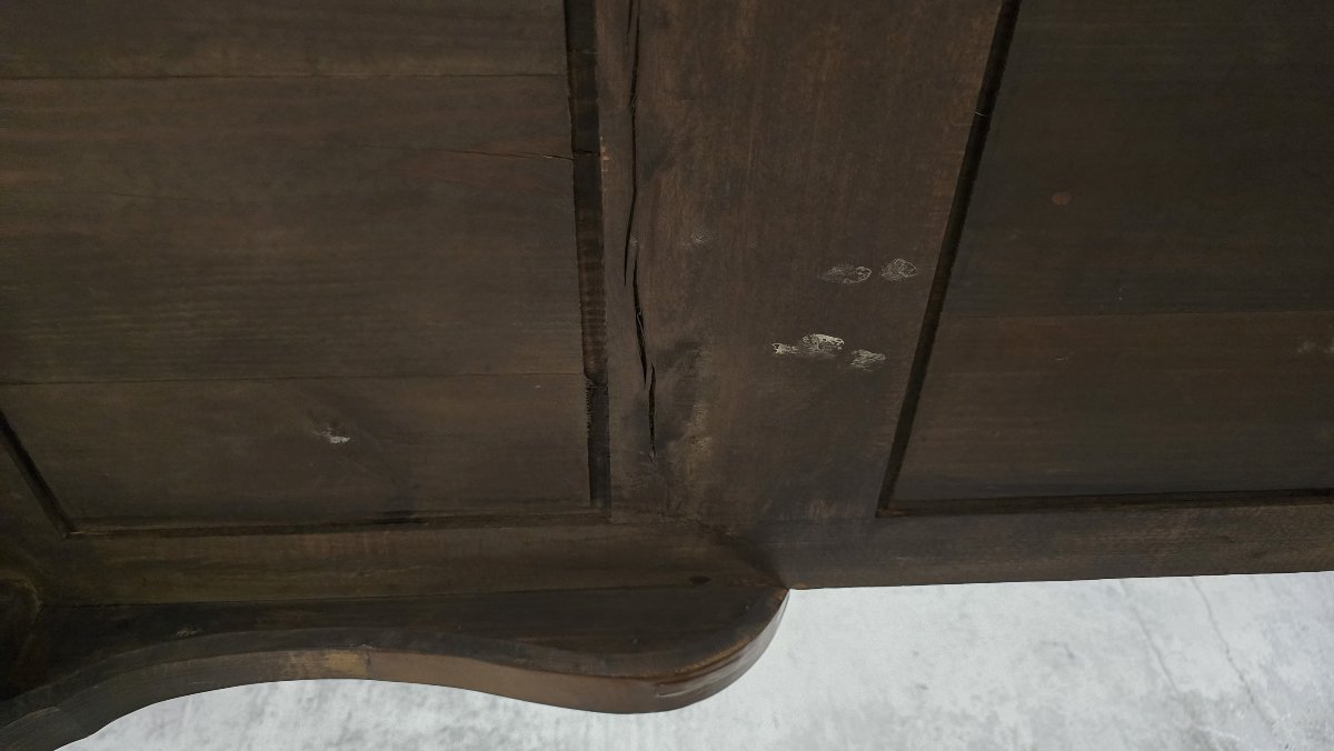 Large, Flat Louis XV-style Desk Made Of Mahogany, With Marquetry, Leather, And Gilded Bronze – 19th/20th Centuries-photo-4