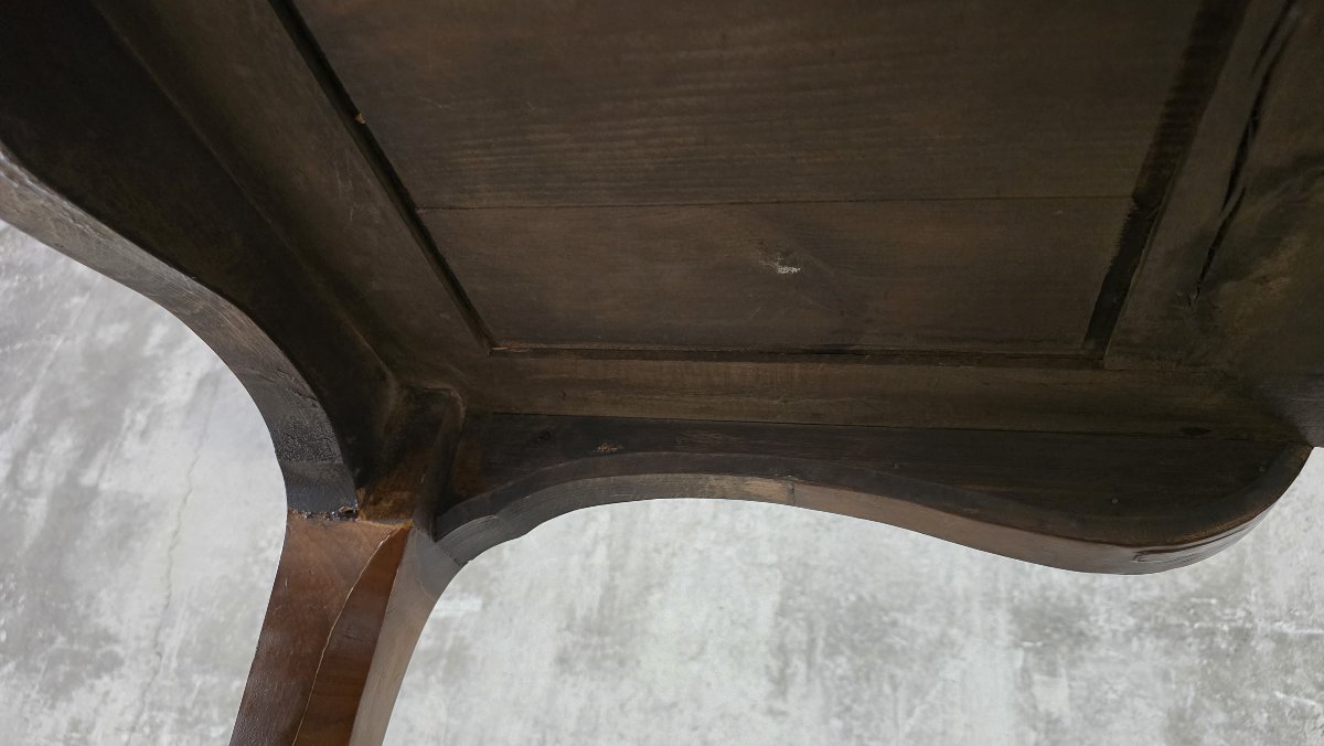 Large, Flat Louis XV-style Desk Made Of Mahogany, With Marquetry, Leather, And Gilded Bronze – 19th/20th Centuries-photo-1