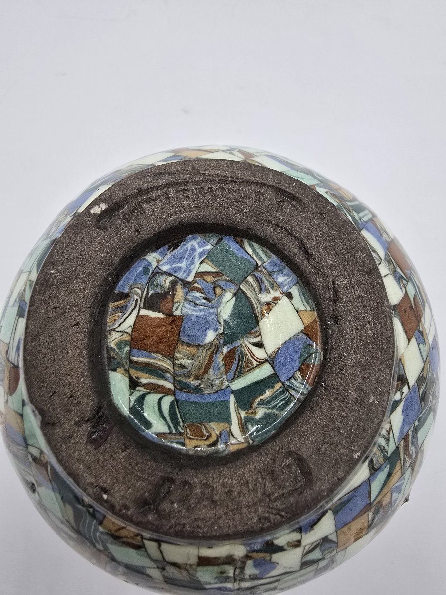 Jean Gerbino (1876–1966) Vallauris – Vase Made Of Mosaic Clay With A Floral Design, Circa 1950-photo-2