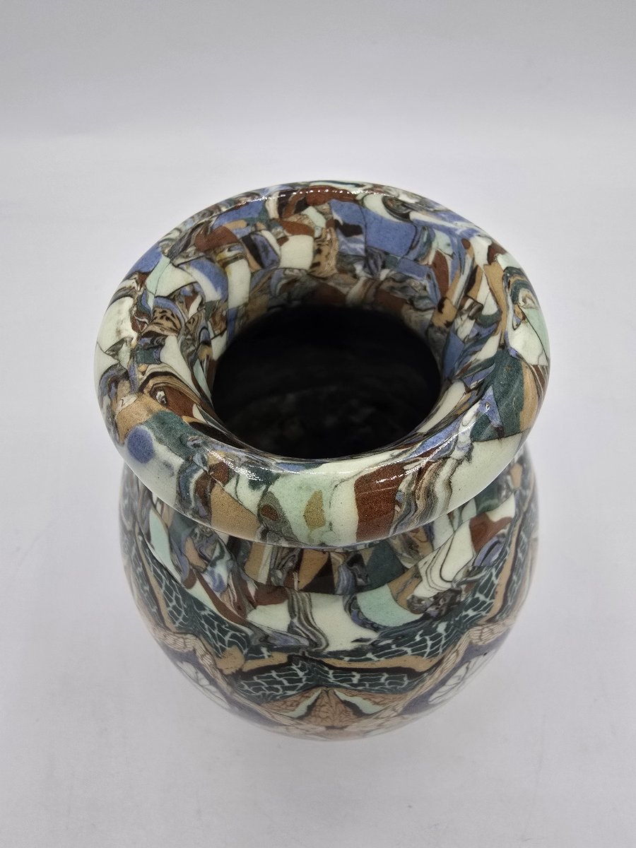 Jean Gerbino (1876–1966) Vallauris – Vase Made Of Mosaic Clay With A Floral Design, Circa 1950-photo-2