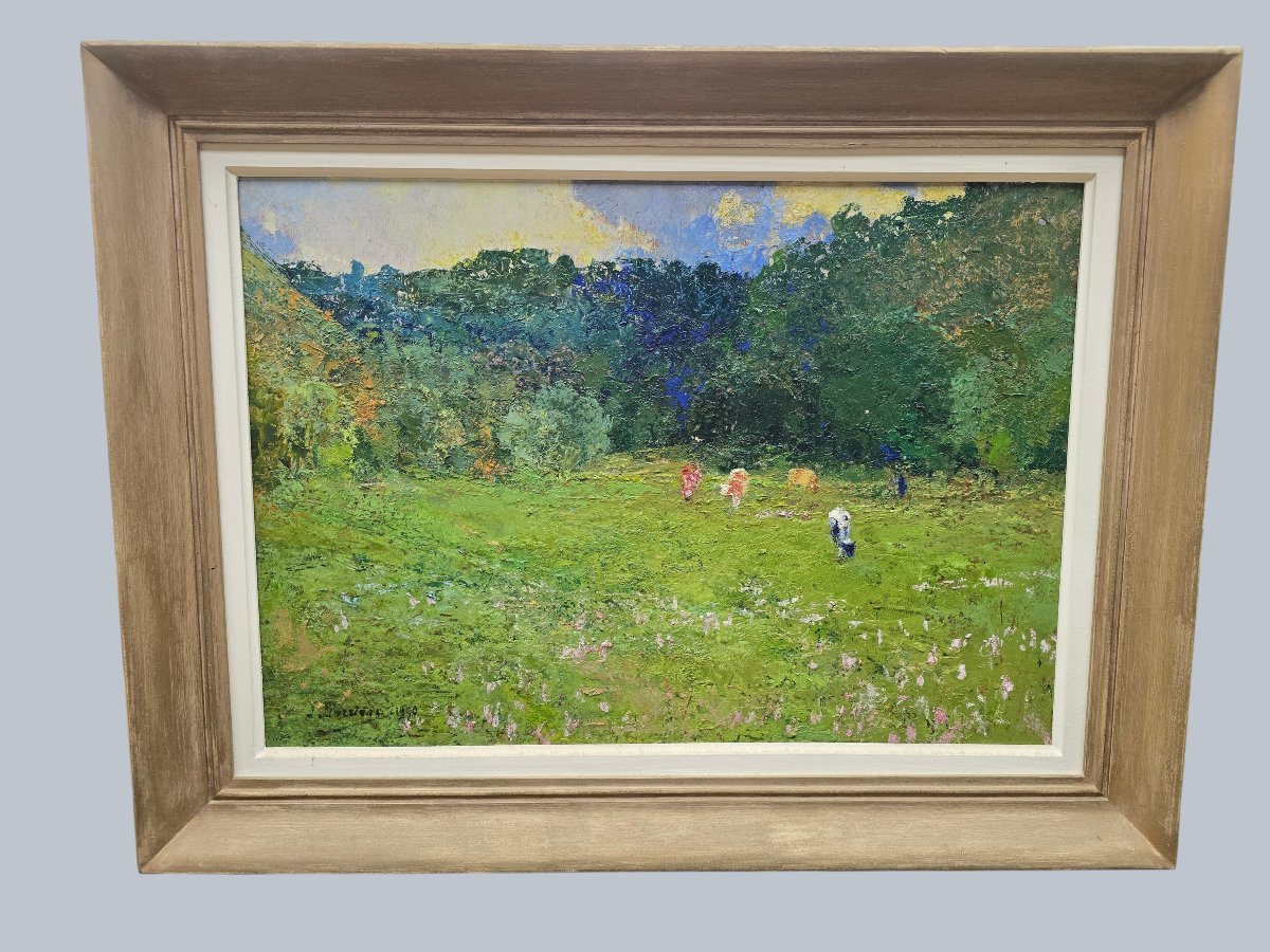 Joseph BARRIÈRE (1874-1957) – Les Colchiques – Huile sur panneau – 1950 
