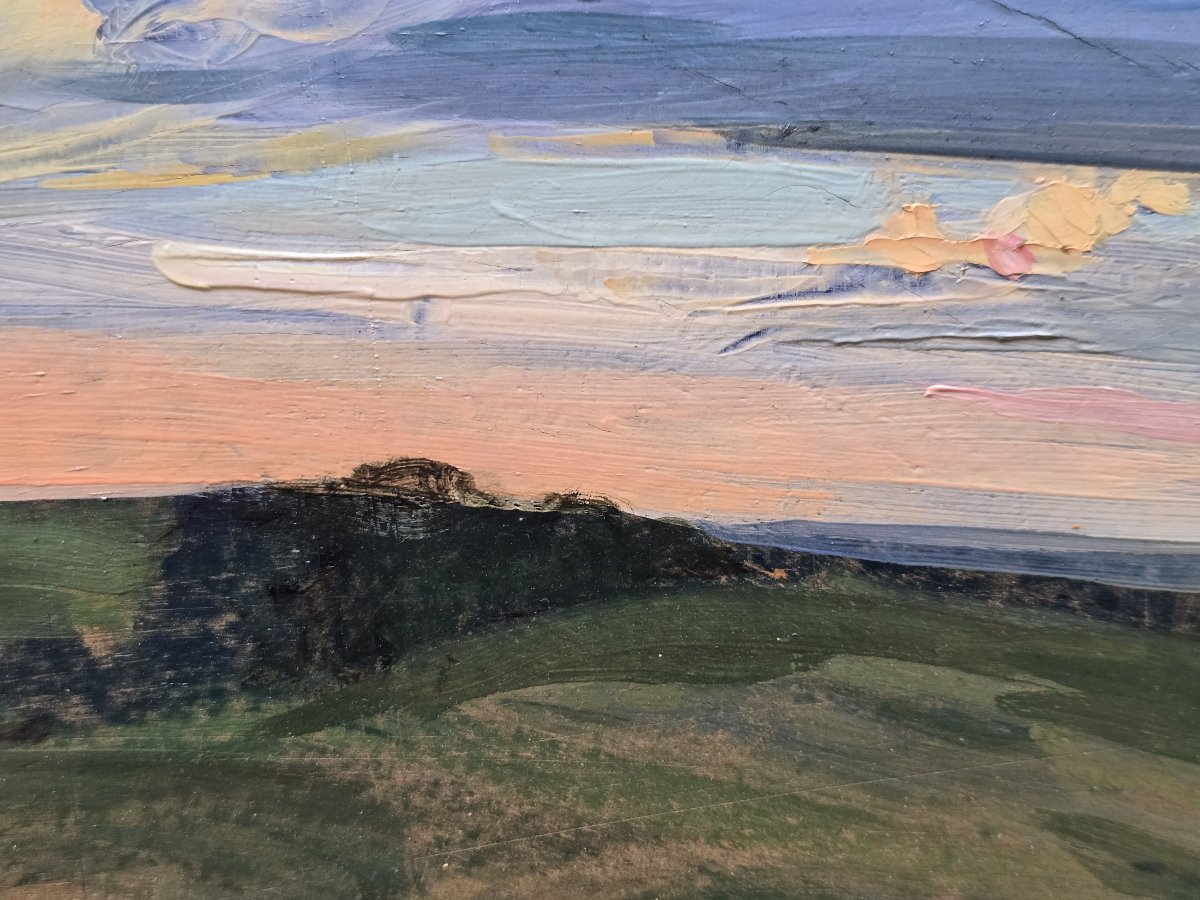 Frank BAL (1876-1960) – « Paysage au crépuscule », 1939 – Huile sur panneau signée - Auvergne-photo-3