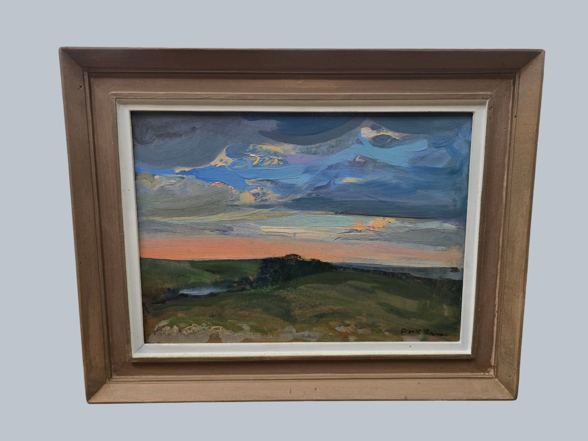 Frank BAL (1876-1960) – « Paysage au crépuscule », 1939 – Huile sur panneau signée - Auvergne