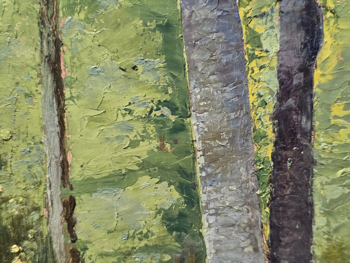 Raoul Mabru (1882–1957) – Underbrush In The Argonne Forest – Oil On Cardboard, 1951-photo-3