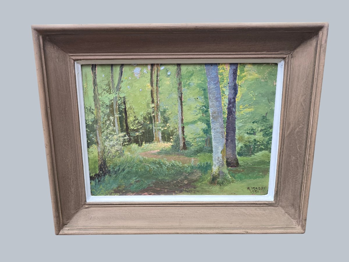 Raoul Mabru (1882–1957) – Underbrush In The Argonne Forest – Oil On Cardboard, 1951