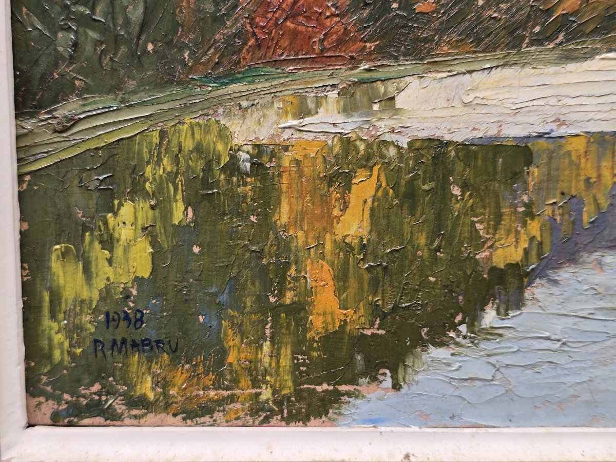 Raoul Mabru (1882-1957) – Lac d’Auvergne – Huile sur panneau, 1938-photo-3
