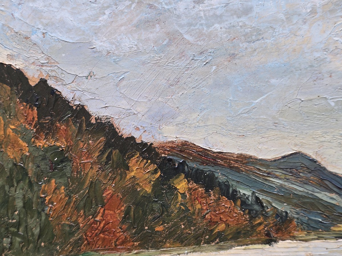 Raoul Mabru (1882-1957) – Lac d’Auvergne – Huile sur panneau, 1938-photo-4
