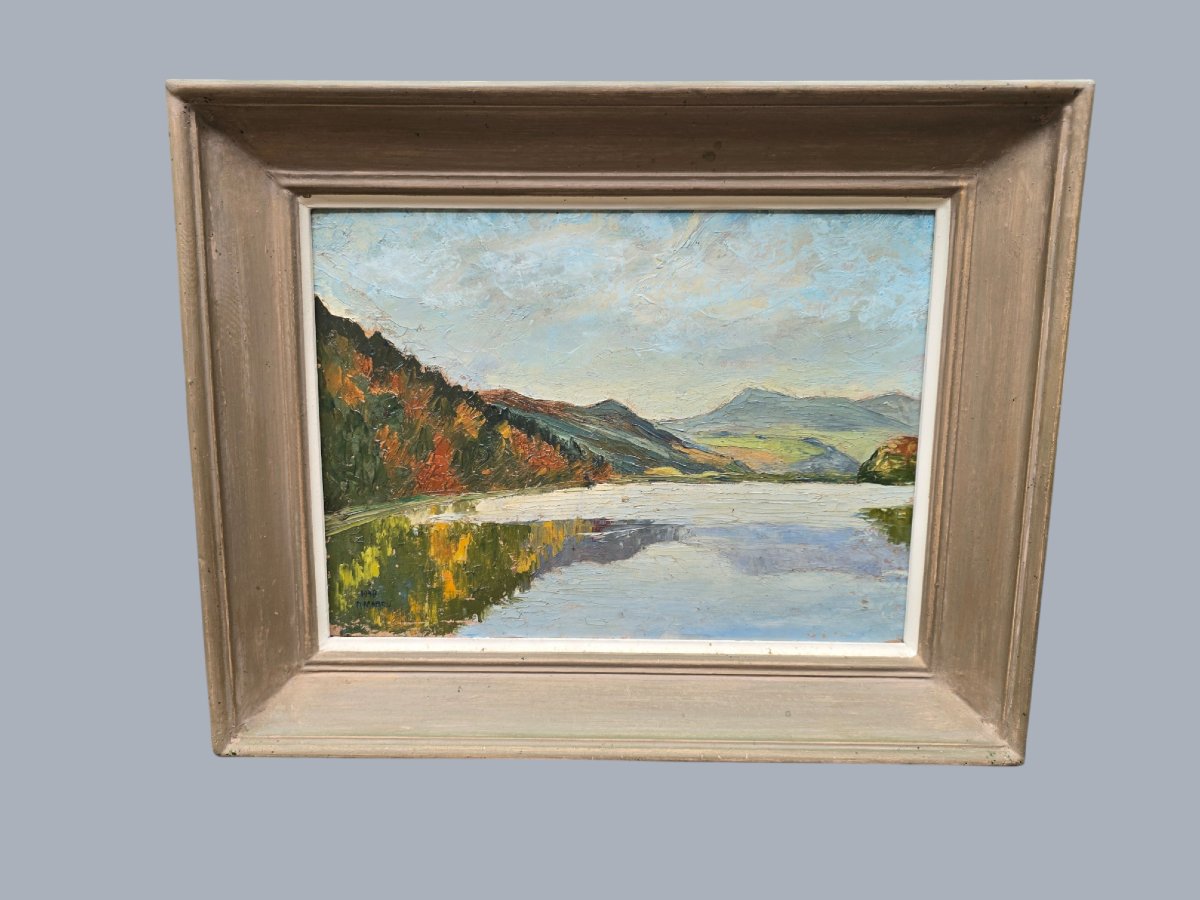 Raoul Mabru (1882-1957) – Lac d’Auvergne – Huile sur panneau, 1938
