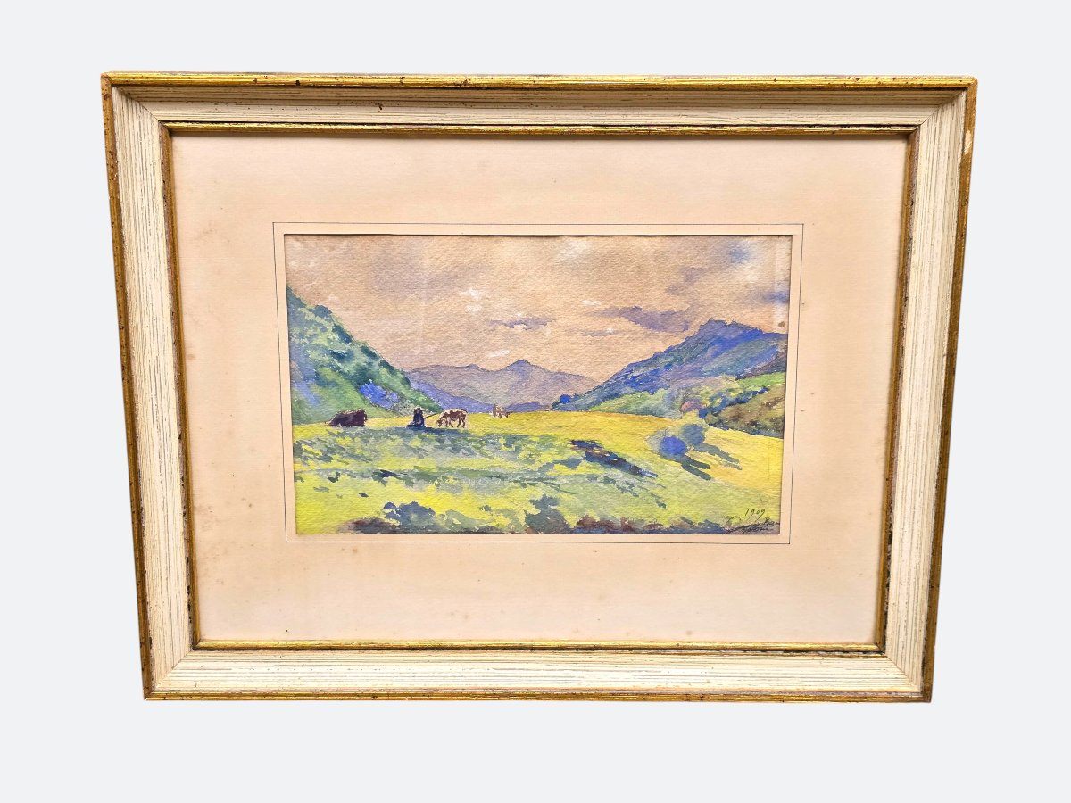 Raoul Mabru (1882–1957) – Landscape Of Haute-auvergne – Watercolor On Paper, 1909-photo-3