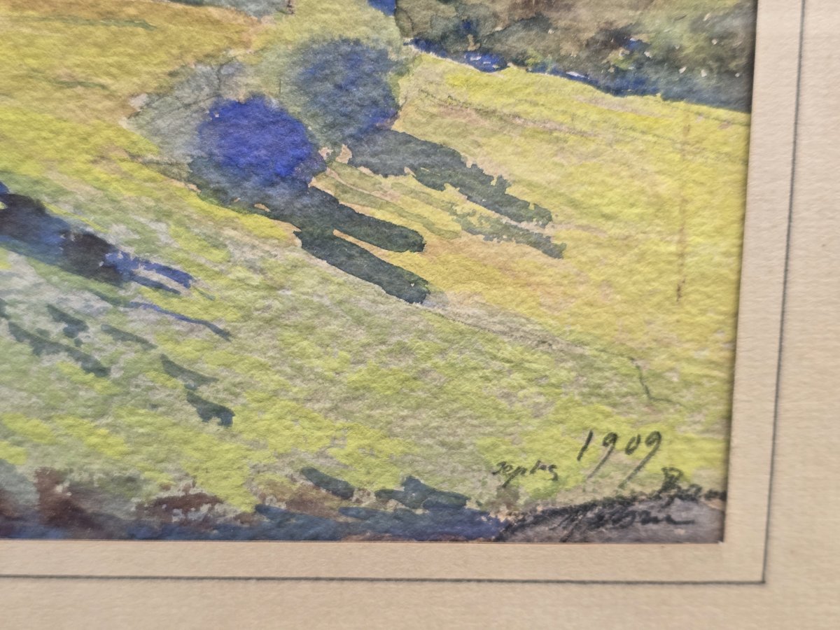 Raoul Mabru (1882–1957) – Landscape Of Haute-auvergne – Watercolor On Paper, 1909-photo-2