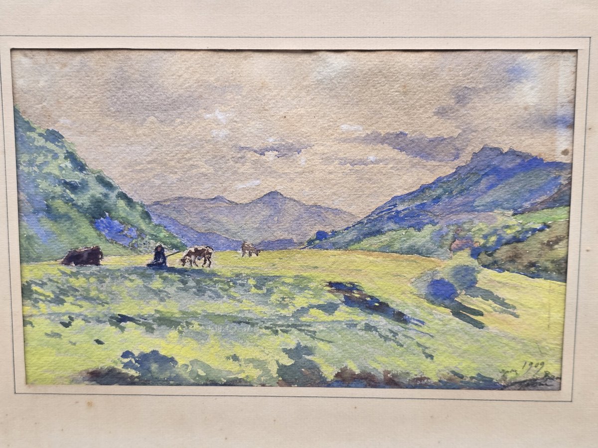 Raoul Mabru (1882–1957) – Landscape Of Haute-auvergne – Watercolor On Paper, 1909