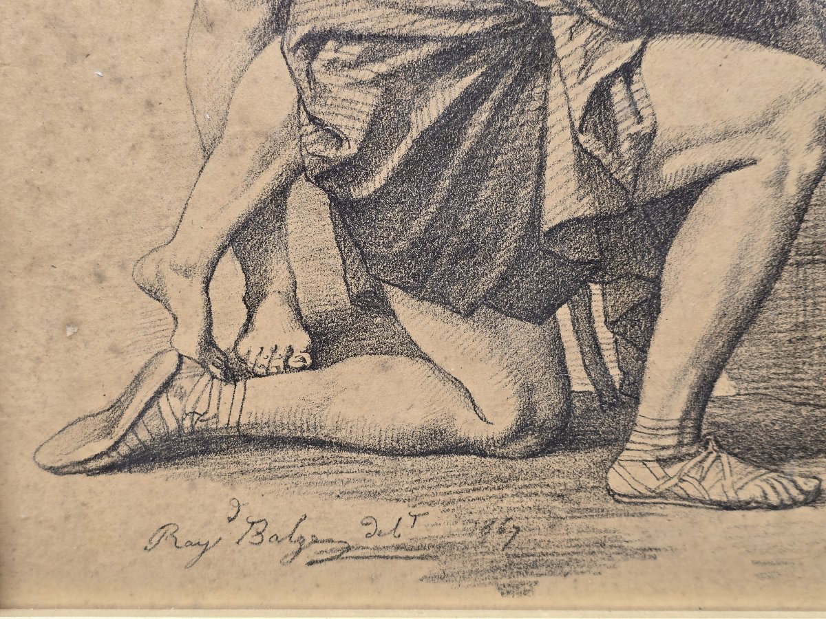 Raymond Balze (1818-1909) – Les Bergers d’Arcadie, d’après Nicolas Poussin – dessin, 1867-photo-4