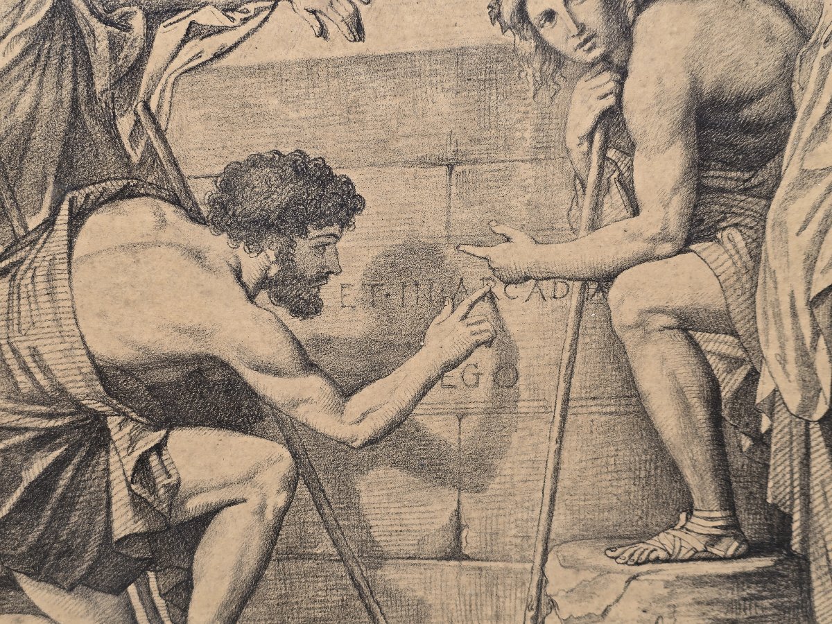 Raymond Balze (1818-1909) – Les Bergers d’Arcadie, d’après Nicolas Poussin – dessin, 1867-photo-1