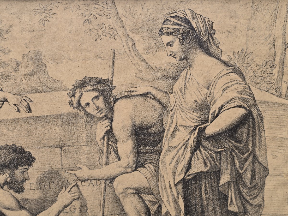 Raymond Balze (1818-1909) – Les Bergers d’Arcadie, d’après Nicolas Poussin – dessin, 1867-photo-2