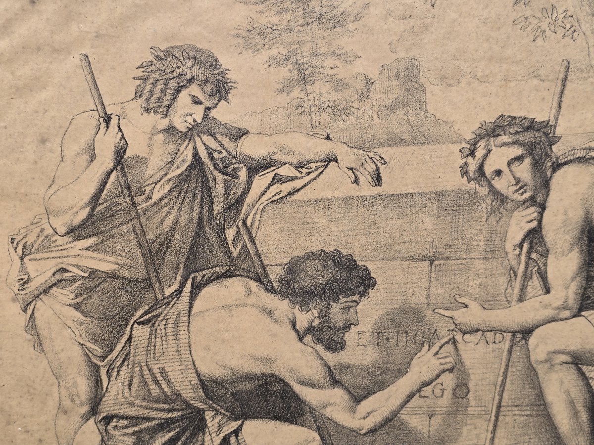 Raymond Balze (1818-1909) – Les Bergers d’Arcadie, d’après Nicolas Poussin – dessin, 1867-photo-3