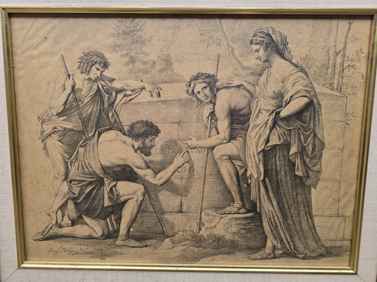 Raymond Balze (1818-1909) – Les Bergers d’Arcadie, d’après Nicolas Poussin – dessin, 1867-photo-4