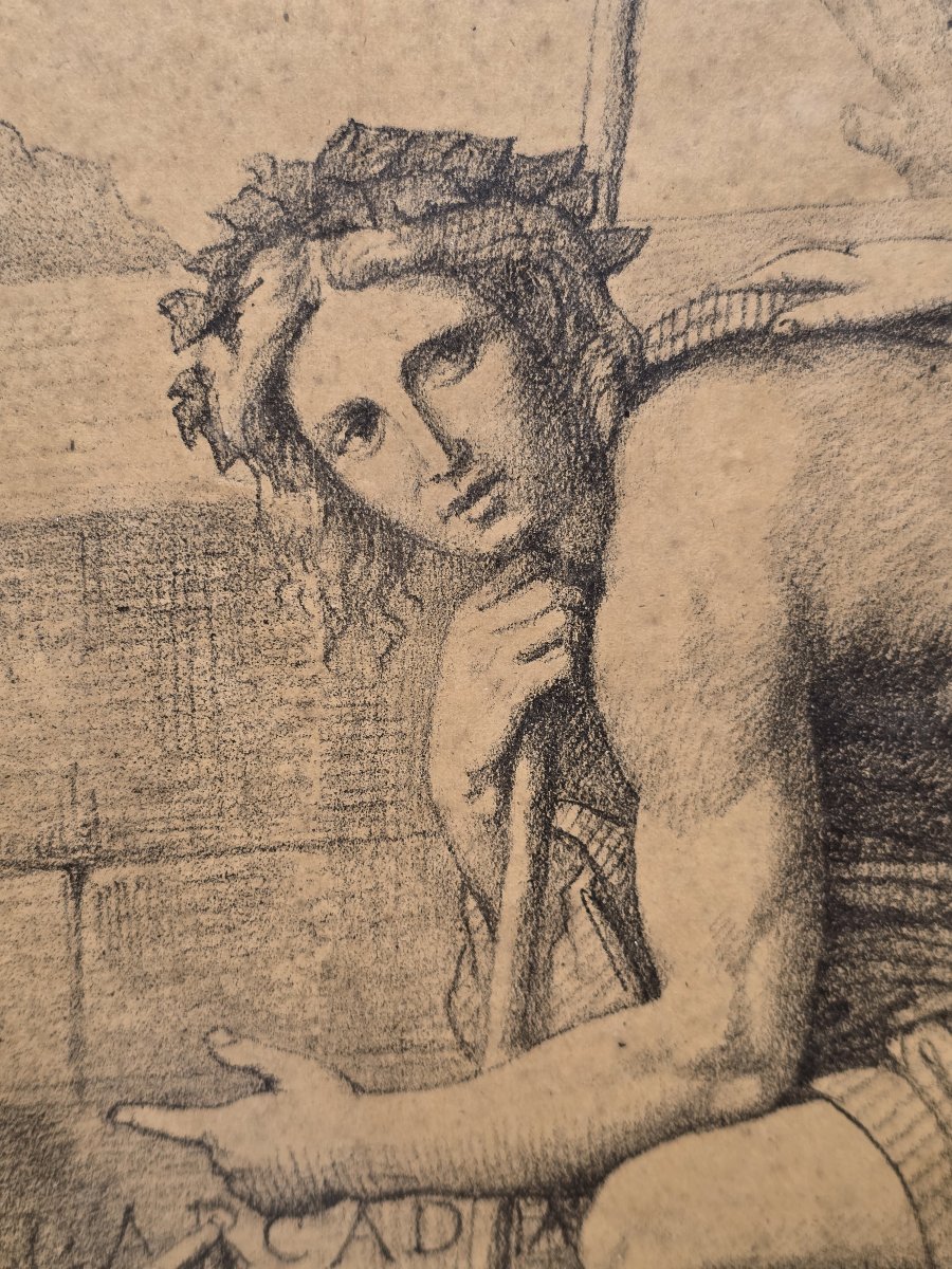 Raymond Balze (1818-1909) – Les Bergers d’Arcadie, d’après Nicolas Poussin – dessin, 1867-photo-6