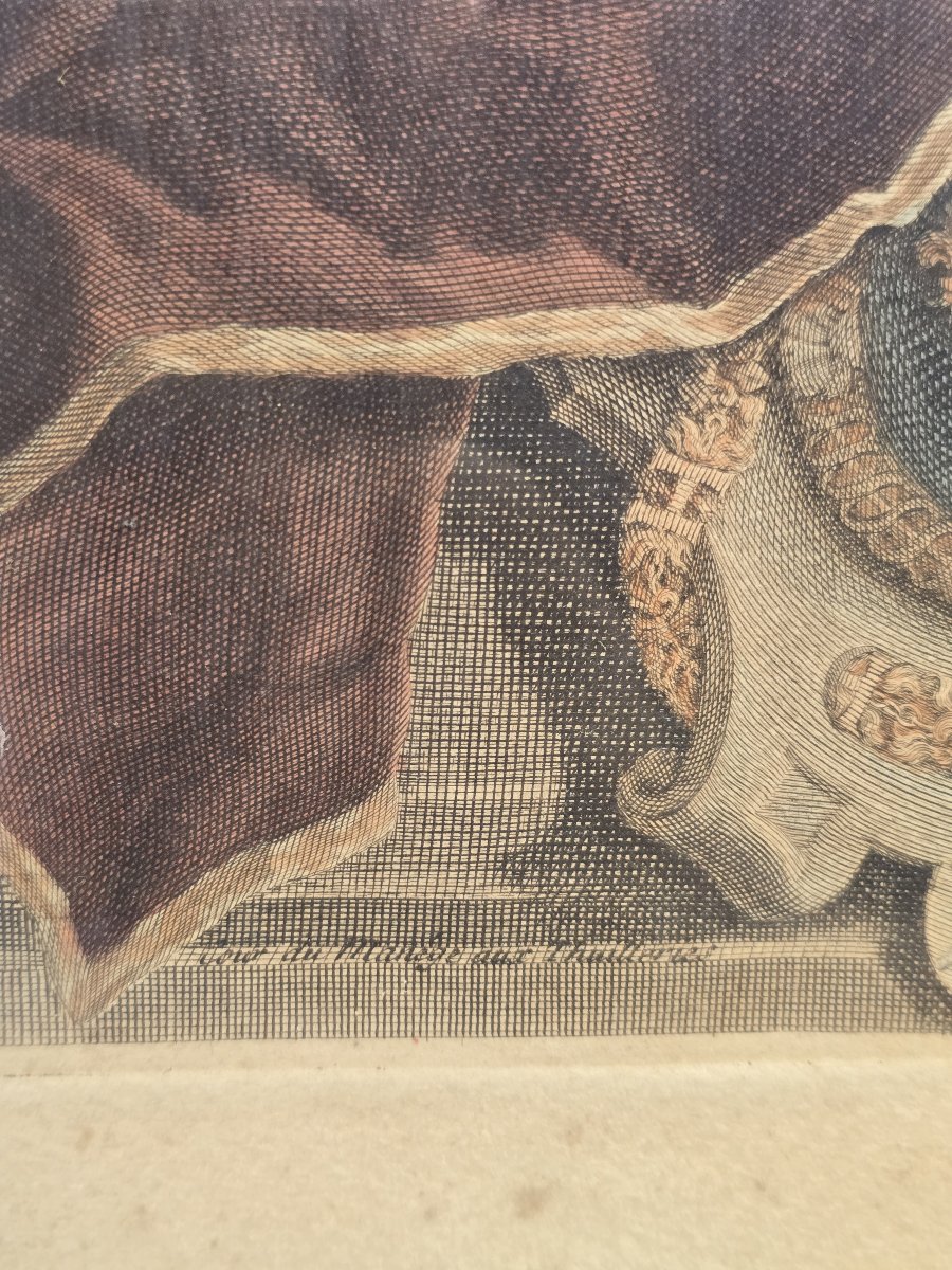 Gravure XVIIIe -Portrait de Louis de France, duc de Bourgogne- P. Drevet d'après H. Rigaud-photo-4