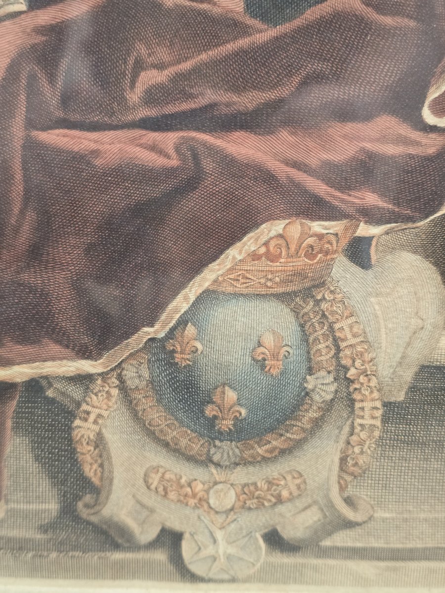 Gravure XVIIIe -Portrait de Louis de France, duc de Bourgogne- P. Drevet d'après H. Rigaud-photo-4
