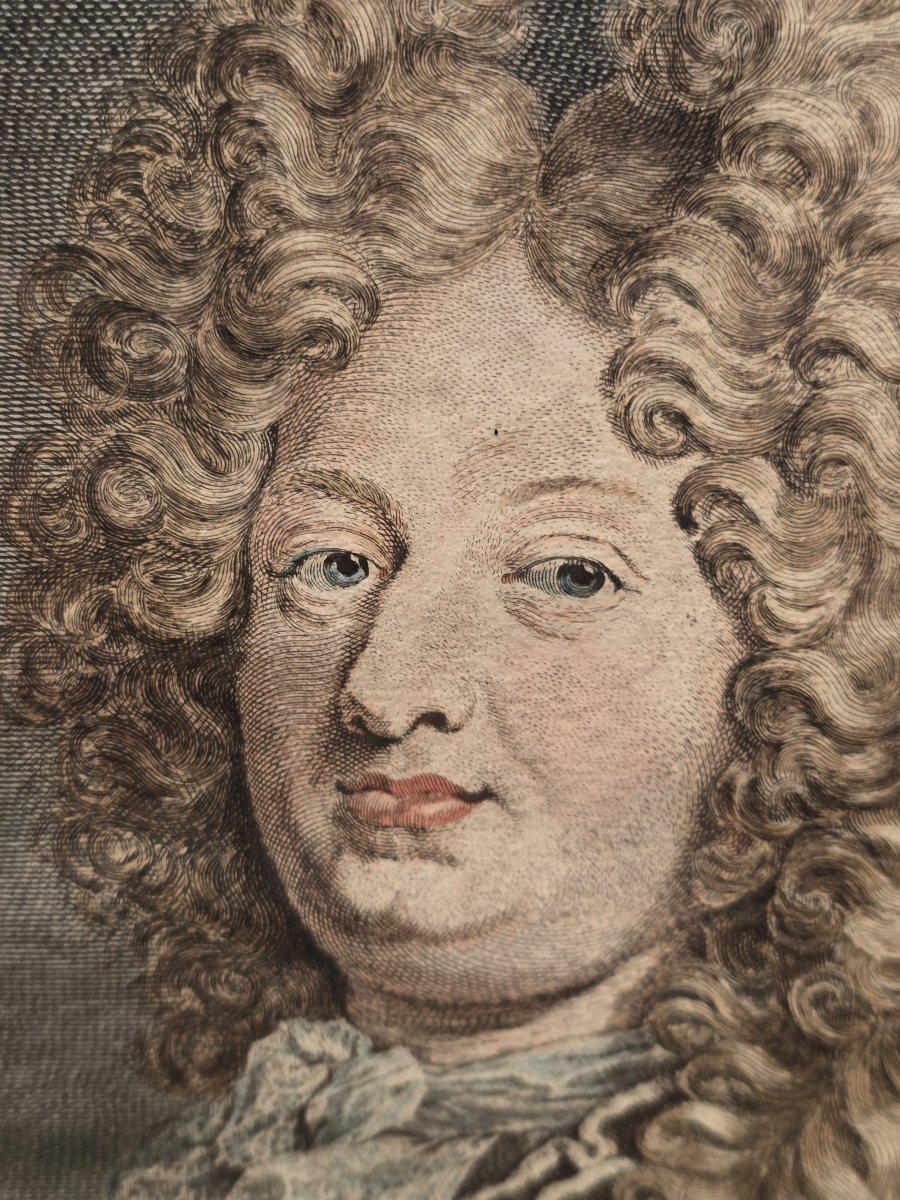 Gravure XVIIIe siècle–Portrait de Louis, Grand Dauphin de France – P. Drevet d'après H. Rigaud-photo-3