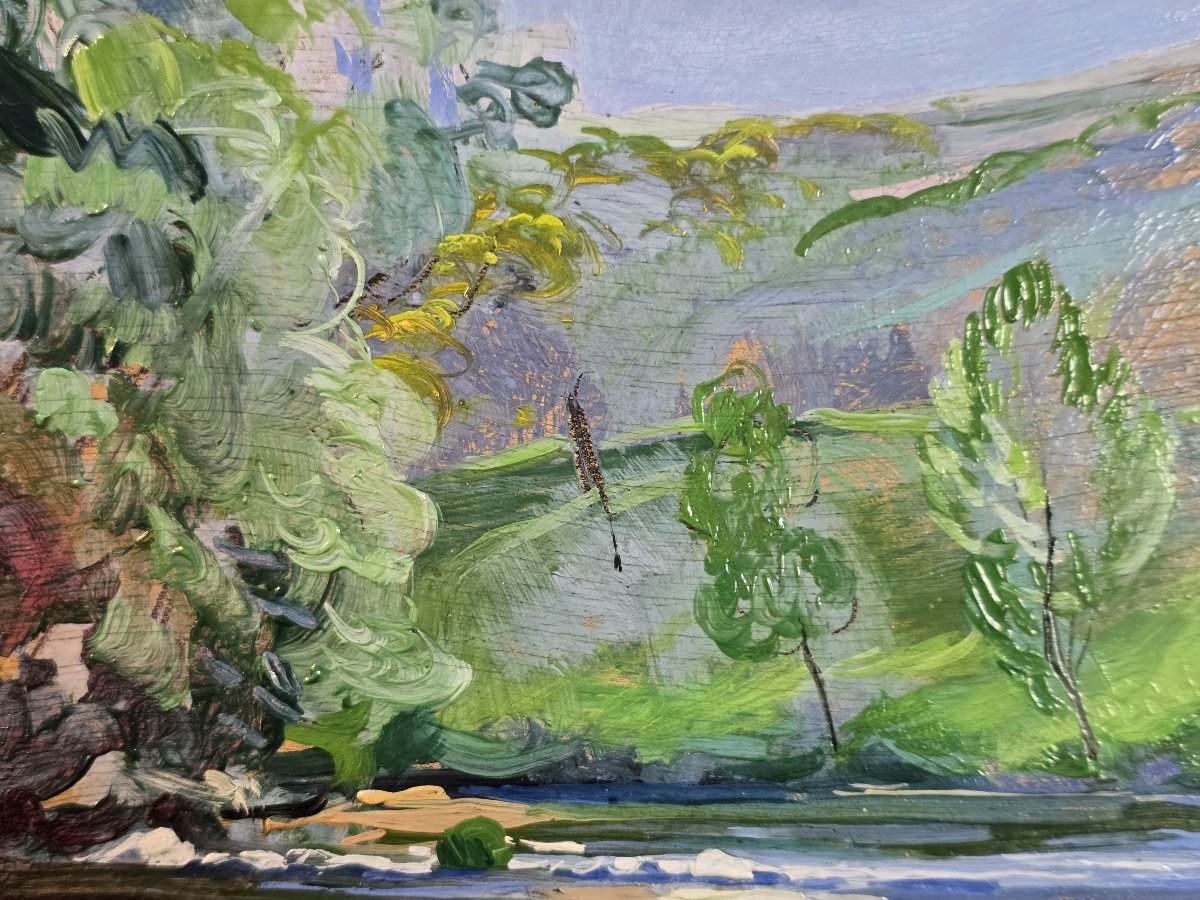 Frank Bal (1876–1960) – “la Dore At Giroux,” 1939 – Oil On Panel, Signed – Auvergne-photo-3