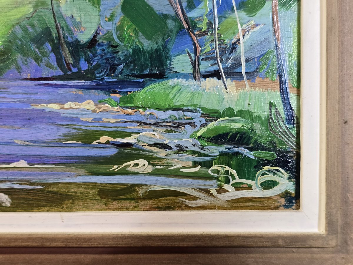 Frank Bal (1876–1960) – “la Dore At Giroux,” 1939 – Oil On Panel, Signed – Auvergne-photo-4