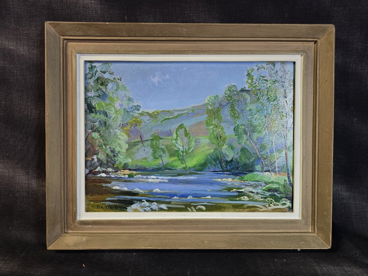 Frank Bal (1876–1960) – “la Dore At Giroux,” 1939 – Oil On Panel, Signed – Auvergne