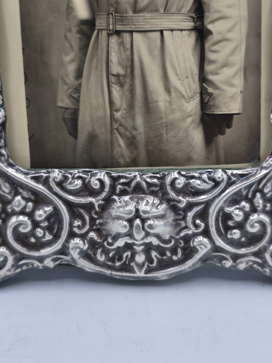 English Photo Frame In 925 Sterling Silver – London, 1905 – Putti Design – 19 × 14 Cm-photo-3