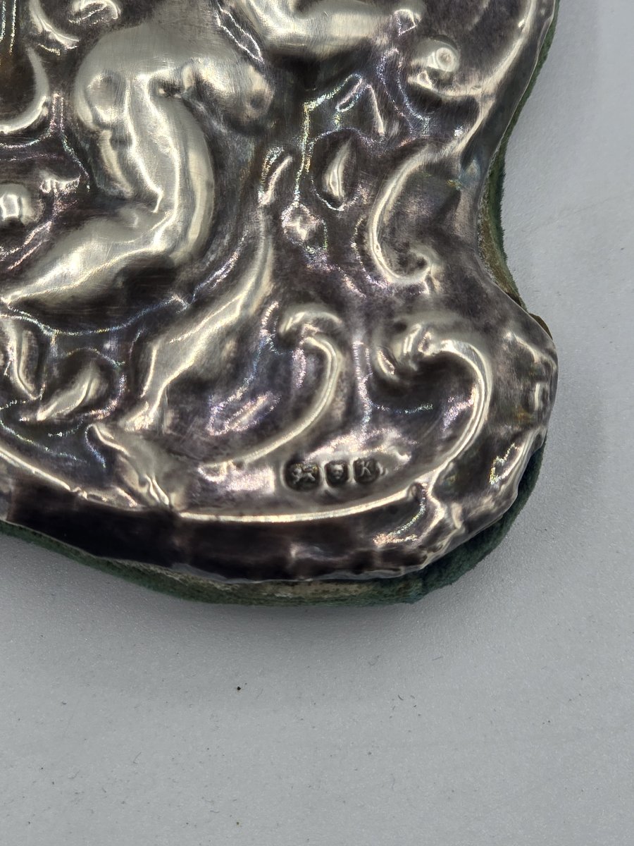 English Photo Frame In 925 Sterling Silver – London, 1905 – Putti Design – 19 × 14 Cm-photo-1