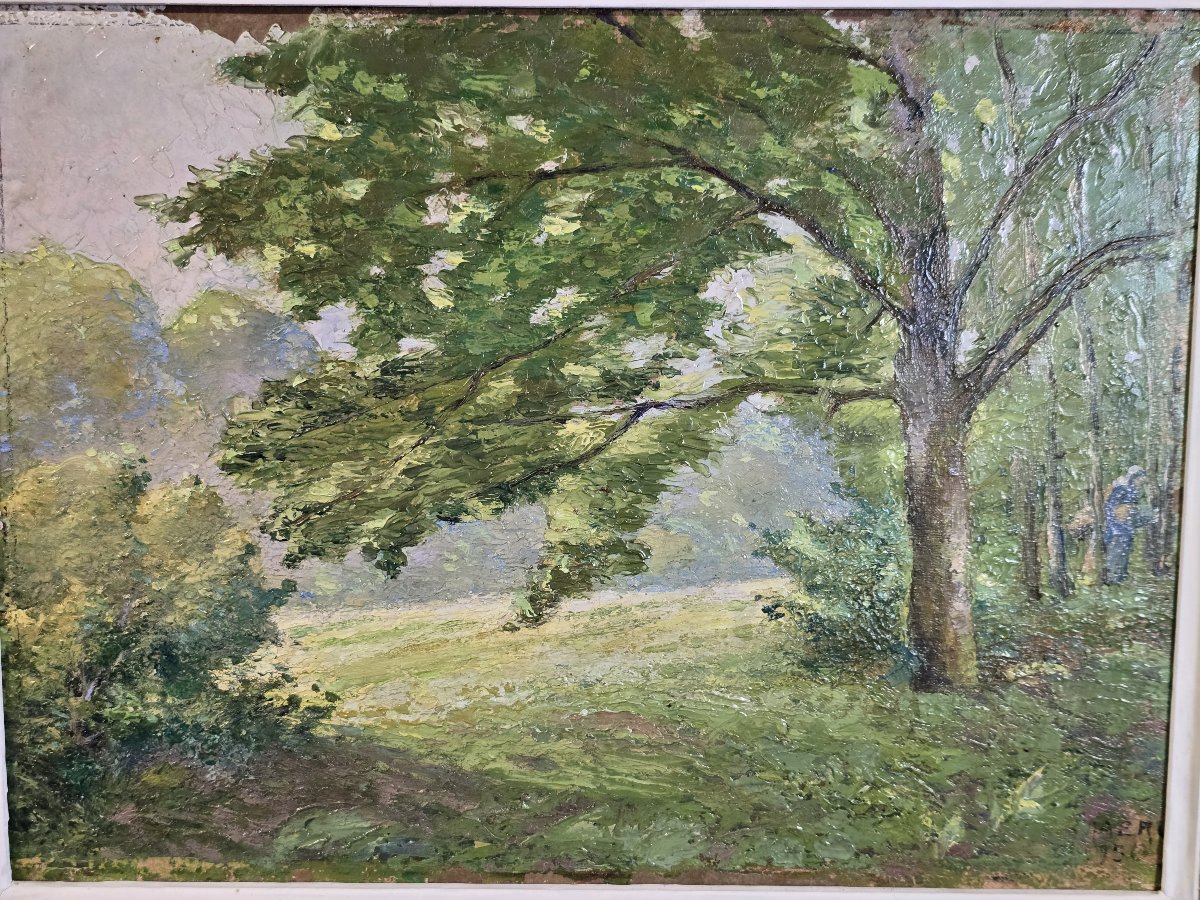 Raoul Mabru (1882-1957) – Sous-bois près de Futeau (Meuse) – Huile sur carton, 1950-photo-3