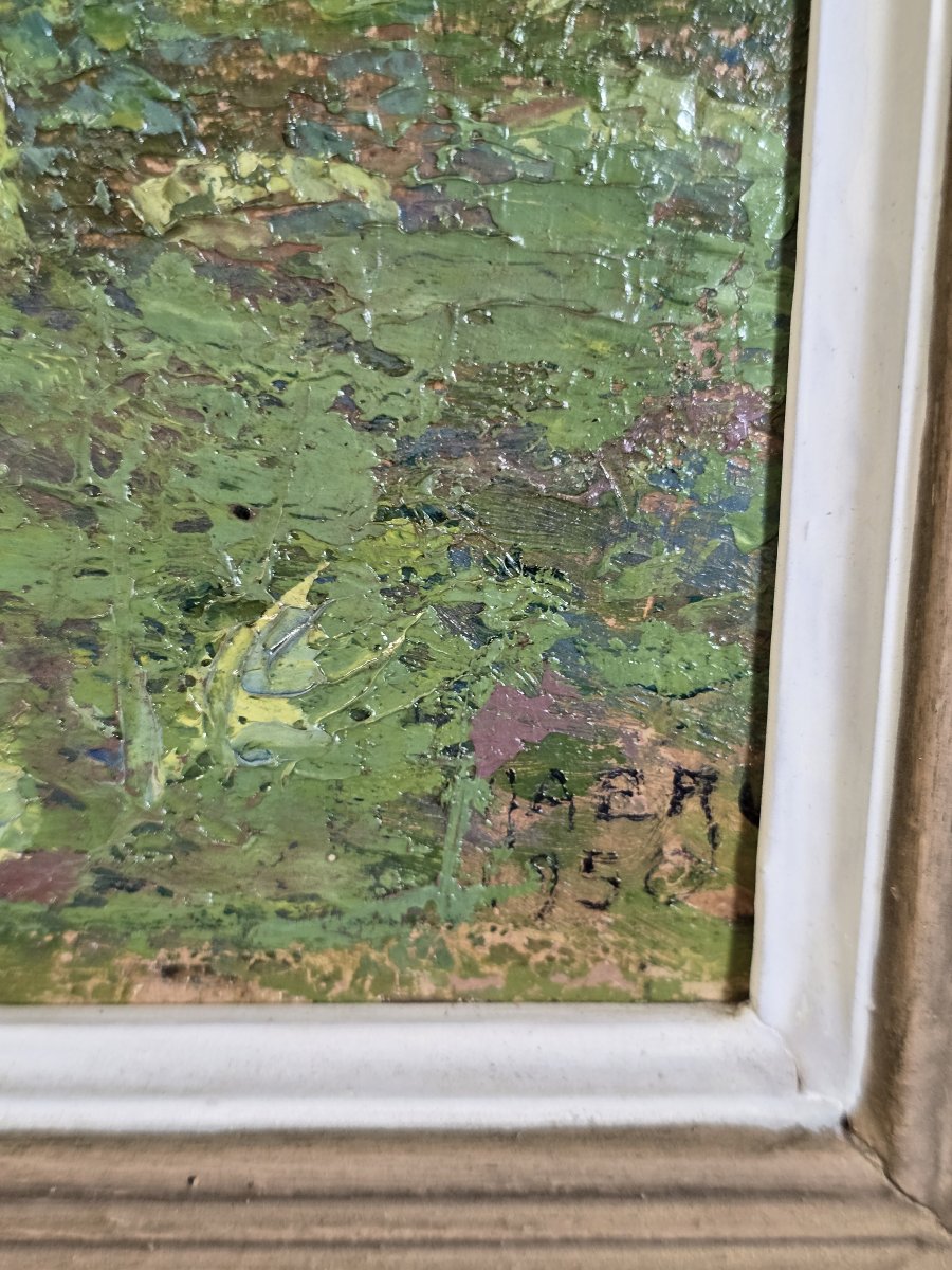 Raoul Mabru (1882-1957) – Sous-bois près de Futeau (Meuse) – Huile sur carton, 1950-photo-1