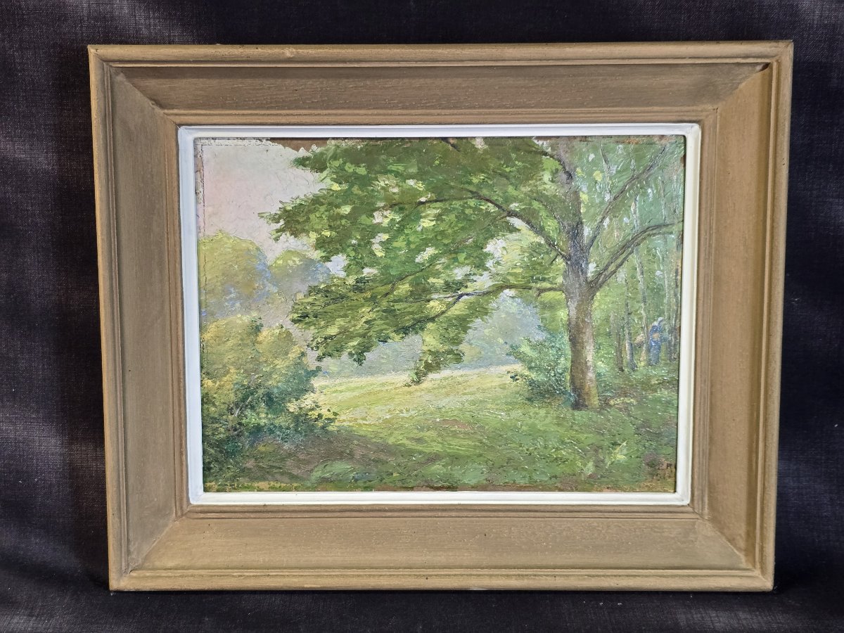 Raoul Mabru (1882-1957) – Sous-bois près de Futeau (Meuse) – Huile sur carton, 1950