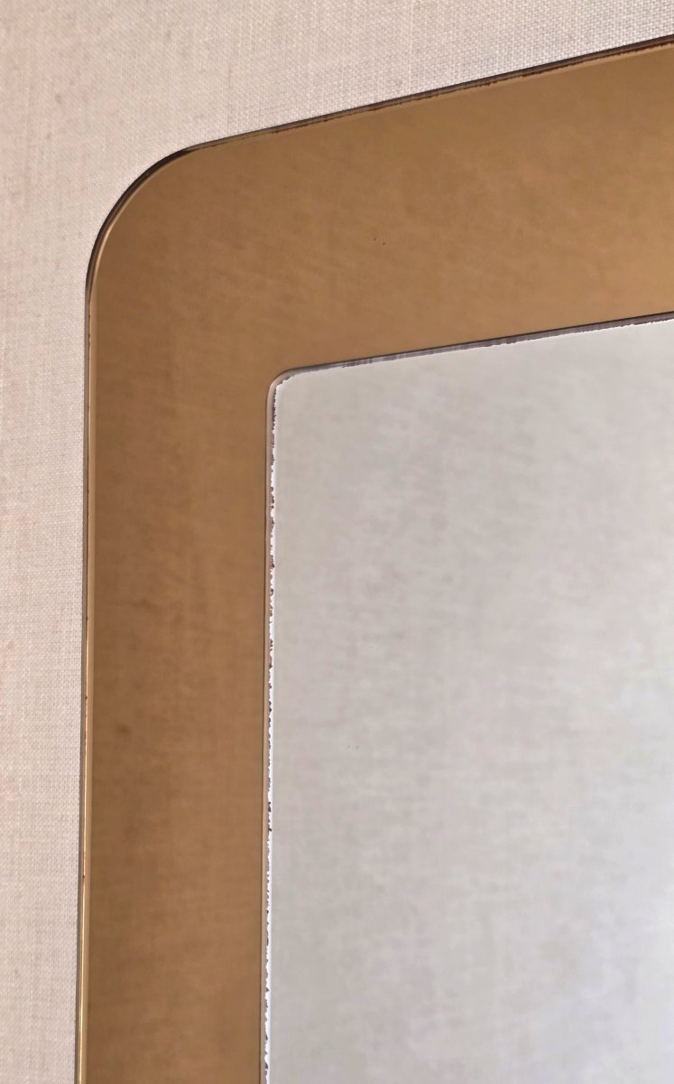 Miroir italien en verre miroir bronze, vers 1970 – attribué à Fontana Arte -photo-2